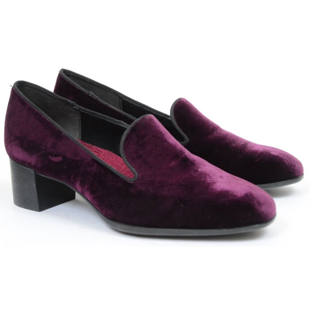 Munro Allee Size 10 Velvet Smoker Block Heel Burgundy Loafers Goth Whimsigoth